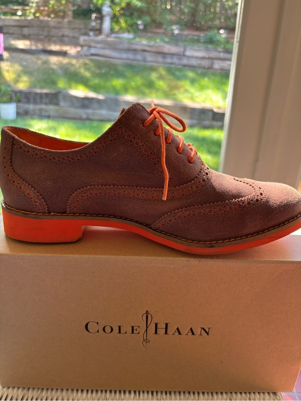 RARE Bowling Green Orange/Brown School Colors Wingtip Oxfords CLASSIC Cole Haan - Picture 2 of 5